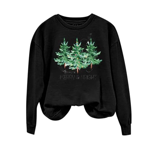 wuitopue weihnachtspulli Damen lustig Herbst und Winter Pulli Langarm Rundhals Pulli Weihnachtsmann Druck Langarm Sweatshirt O-Ausschnitt Elegant Festlich Oberteile von wuitopue