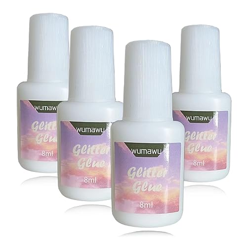 Hautkleber für Glitzertattoos,wumawu 8 ml*4 Glitter Glue, Kleber für Glitzer, Geruchlos& Nicht Toxisch, Glitzer tattoo kleber für Halloween, Karneval, Schminke, Weihnachten,Cosplay (32 ml) von wumawu