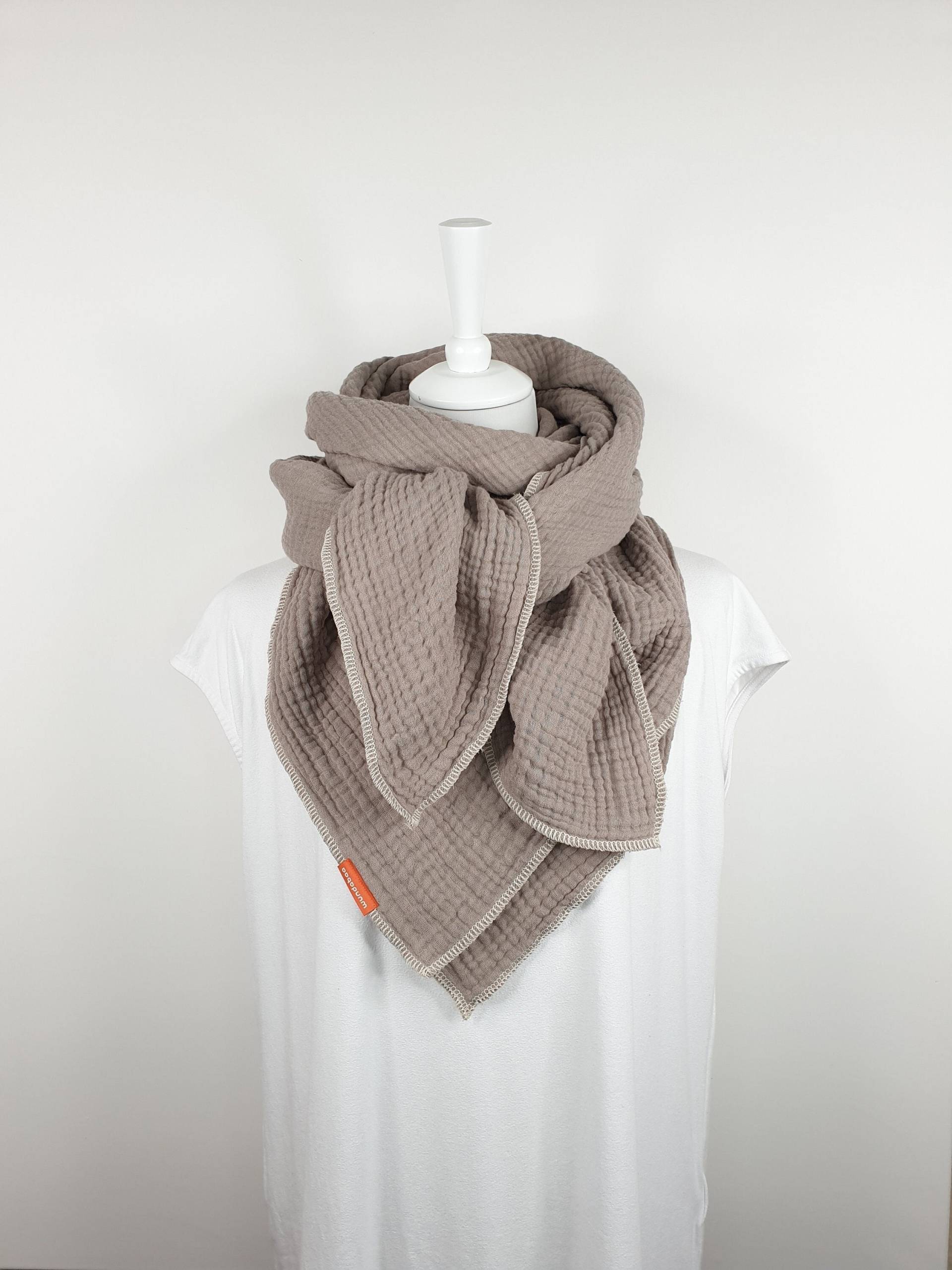 Musselintuch 4-Lagig, Besonders Kuscheliges, Sehr Flauschiges Halstuch, Farbton Kiesel von wundabaa