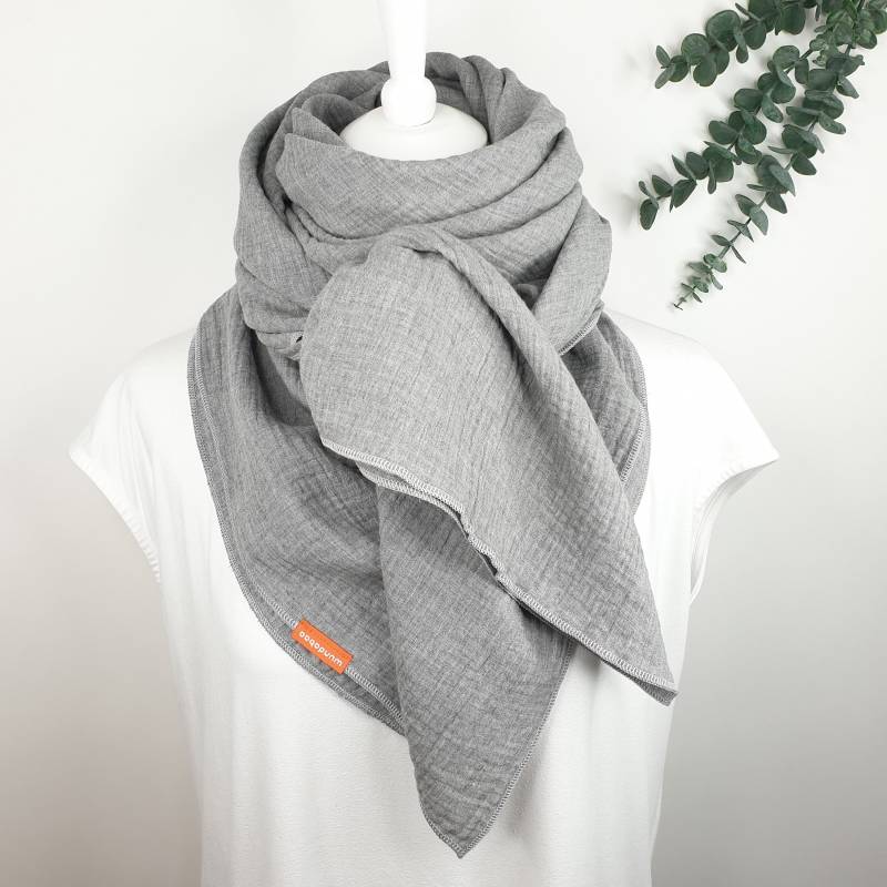 Musselintuch Damen Hellgrau-Melange Im Business Look, Verschiedene Formate, 100% Baumwolle von wundabaa