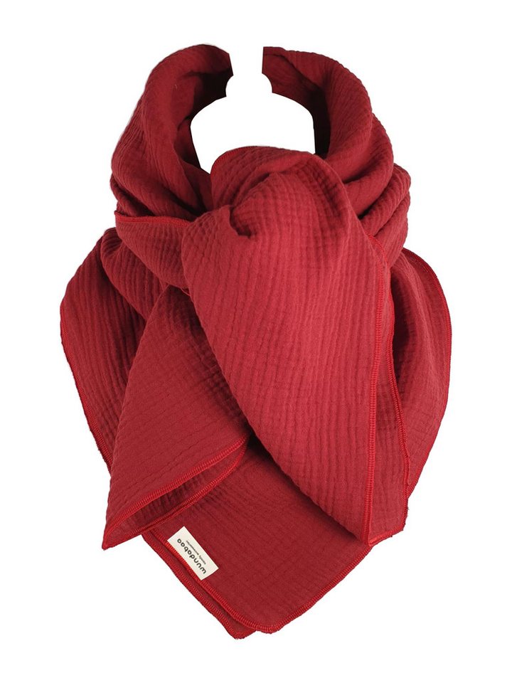 wundabaa Halstuch Halstuch Musselin rot in Farbvarianten, Rand in Bauschgarn von wundabaa