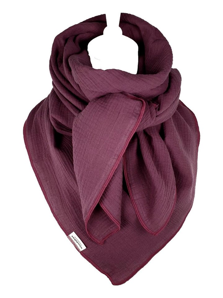 wundabaa Halstuch Halstuch Musselin rot in Farbvarianten, Rand in Bauschgarn von wundabaa