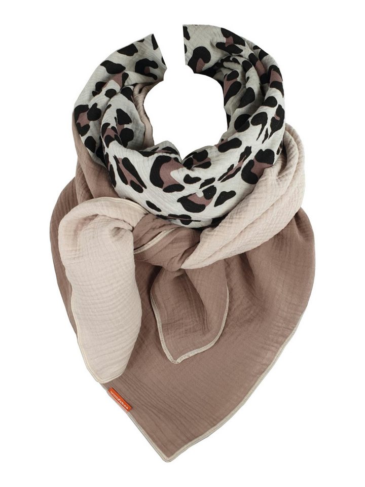 wundabaa Modetuch Musselintuch Leoprint Color Blocking von wundabaa