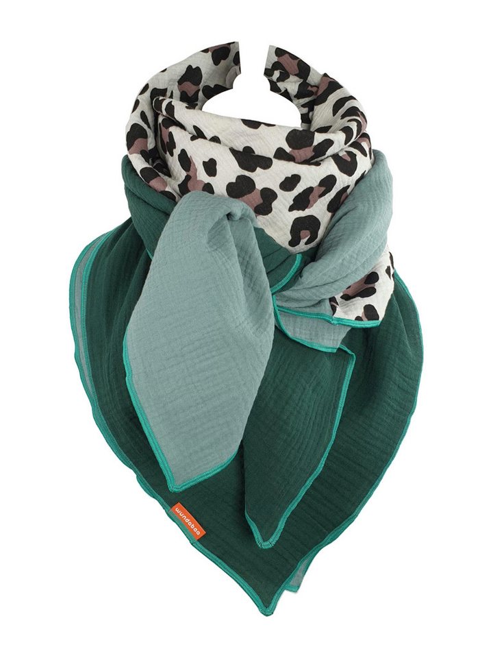 wundabaa Modetuch Musselintuch Leoprint Color Blocking von wundabaa