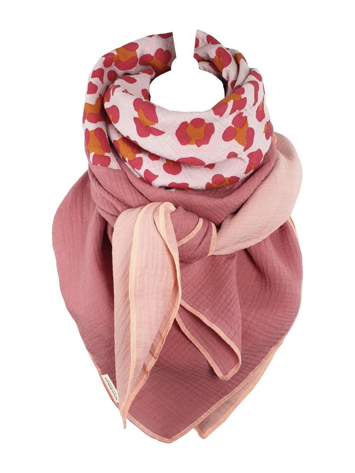 wundabaa Modetuch Musselintuch Leoprint Color Blocking von wundabaa