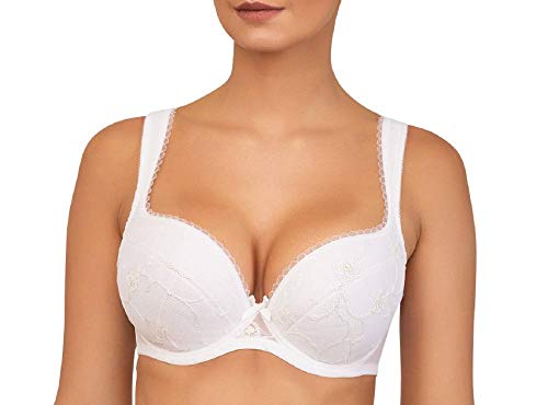 Balconett Big Cup Halbschale Push up Bügel/Dirndl BH Sinderella Weiss 70 bis 110 C D E F G H Größe 75 G von wundershop