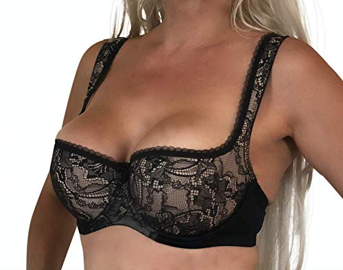 wundershop Balconett Halbschale Push up Bügel Dirndl BH Coco schwarz Nude 70 75 80 85 90 95 100 B C D E F G Größe 90 B von wundershop