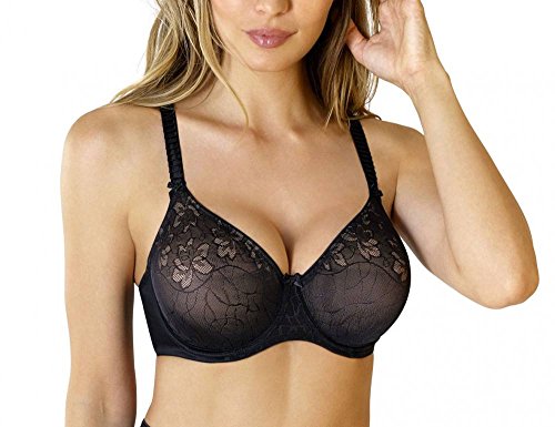 wundershop BH mit Bügel gemoldet im Cup Powerlace Spitze schwarz 75-105 B C D E F G H Größe 105 C von wundershop