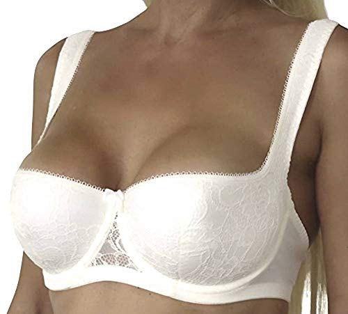 wundershop Balconett Halbschale Push up Bügel/Dirndl BH Creme 70 75 80 85 90 95 100 B C D E F G 609218 Ivory_ Größe 75 G von wundershop