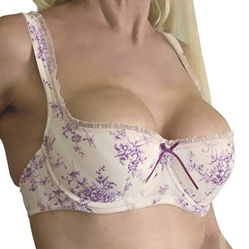 wundershop Balconett Halbschale Push up Bügel/Dirndl BH Romanze lachs lila 70 75 80 85 90 95 100 B C D E F G / 630818 Größe 100 B von wundershop