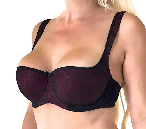 wundershop Balconett Halbschale Push up Bügel BH Black Ruby 70 75 80 85 90 95 100 A B C D E F G auch als Dirndl BH Größe 85E von wundershop