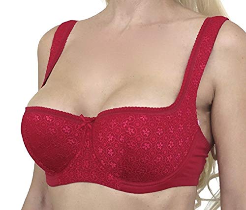 wundershop Balconett Halbschale Push up Bügel Dirndl BH in rot 70 75 90 95 100 B C D E F Größe 95 B von wundershop