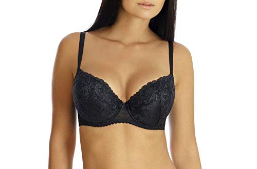 wundershop Gefütterter Balconett Push up Bügel BH Lucill in schwarz von 70-95 B C D E F Größe 80 C von wundershop