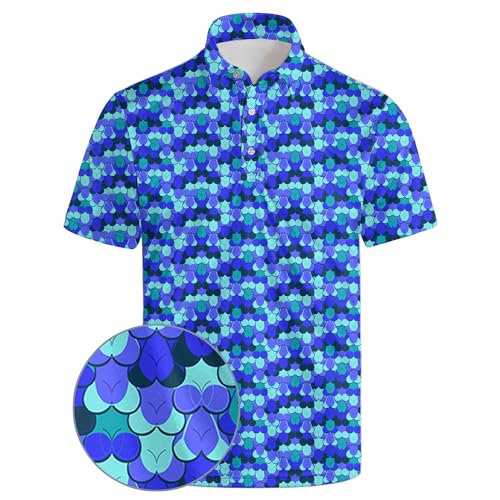 wunjqen Golf-Poloshirts für Herren, lustig, feuchtigkeitsableitend, schnelltrocknend, kurzärmelig, Crazy Blue, L von wunjqen