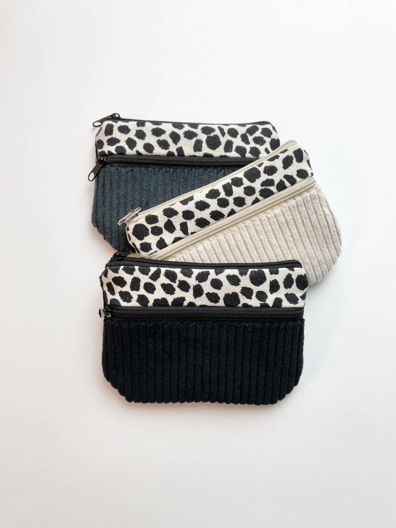 Geldbeutel Cord Stoff Kleine Geldbörse Zwei Fächer Portemonnaie Mit Kartenfach Täschchen Für Karten Und Bargeld Portmonee Klein von wunnermooi