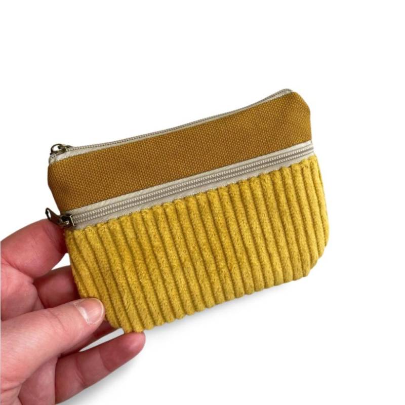 Geldbörse Cord & Stoff Zwei Fächer Kleines Portemonnaie Für Karten Und Bargeld Damen Geldbeutel Mit Kartenfach Handgemachtes Geschenk von wunnermooi