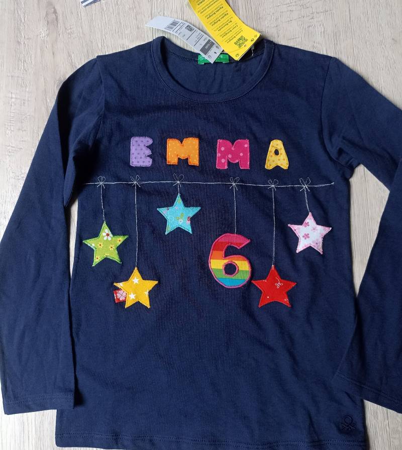 Geburtstagsshirt Zahl Sterne Regenbogen Applikation Geburtstag Benäht Shirt Leine Geburtstagsshirt Zahl Sterne Regenbogen Applikation Geburtstag Benäht Shirt Leine von wunschshirt