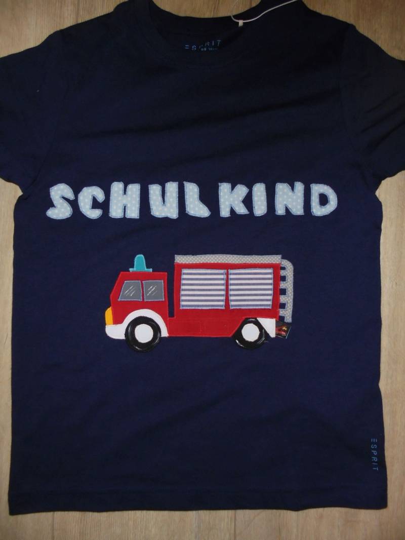 Schulkind Shirt Neu Benäht Handmade Einschulung Feuerwehr Rüstauto Geburtstag von wunschshirt