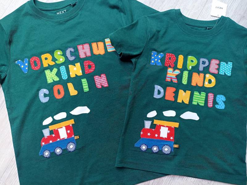 Shirt Applikation Benäht Kindergartenkind Wunschshirt Vorschulkinder von wunschshirt