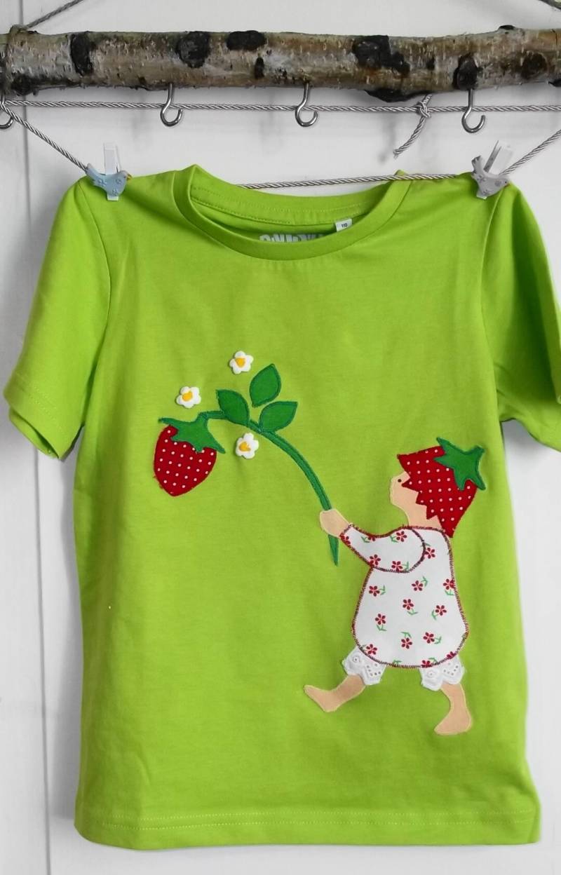 Shirt Benäht Erdbeere Wichtel Applikation Zwerg Geburtstag von wunschshirt
