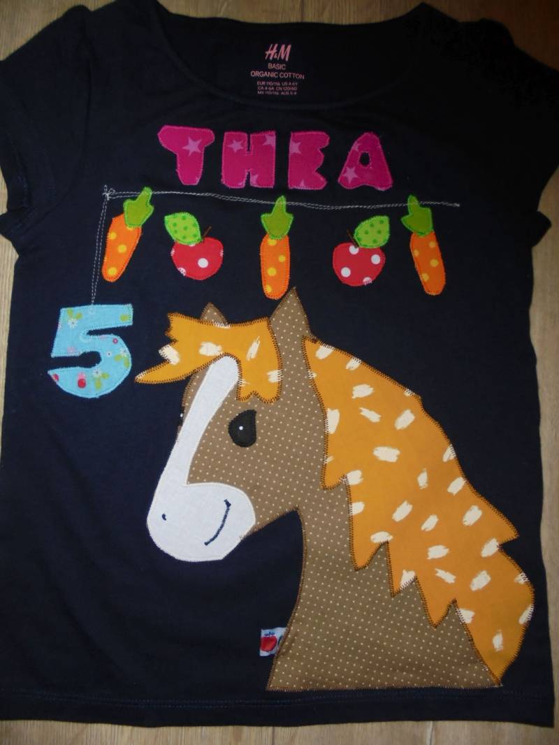 Shirt Benäht Pferde Geburtstag Applikation Möhren Äpfel Handmade Diy Pony Pferd Leine Zahl von wunschshirt