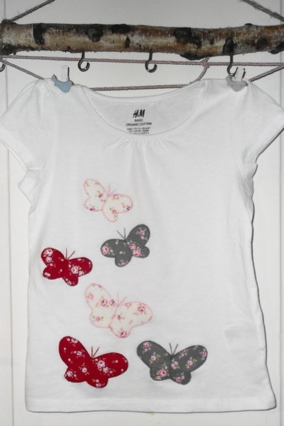 Shirt Benäht Retro Nostalgie Schmetterlinge Vintage Schulkind Handmade Geburtstag von wunschshirt