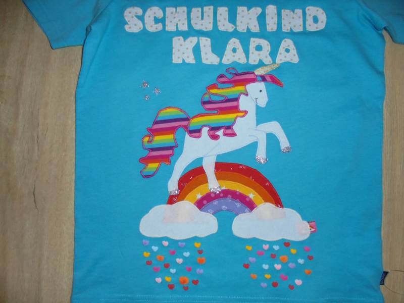 Shirt Einschulung Schulkind Einhorn Regenbogen Benäht 2021 Neu Geburtstag von wunschshirt