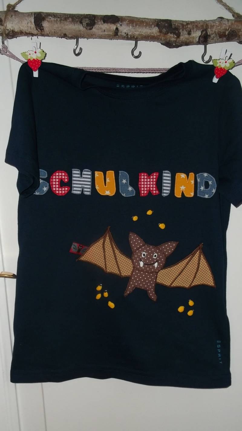Shirt Einschulung Schulkind Fledermaus Benäht von wunschshirt