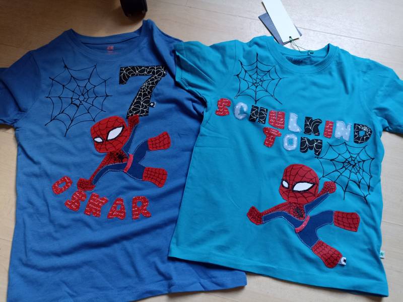 Shirt Einschulung Schulkind Spiderman Fledermaus Spinne Mann Benäht Geburtstag von wunschshirt