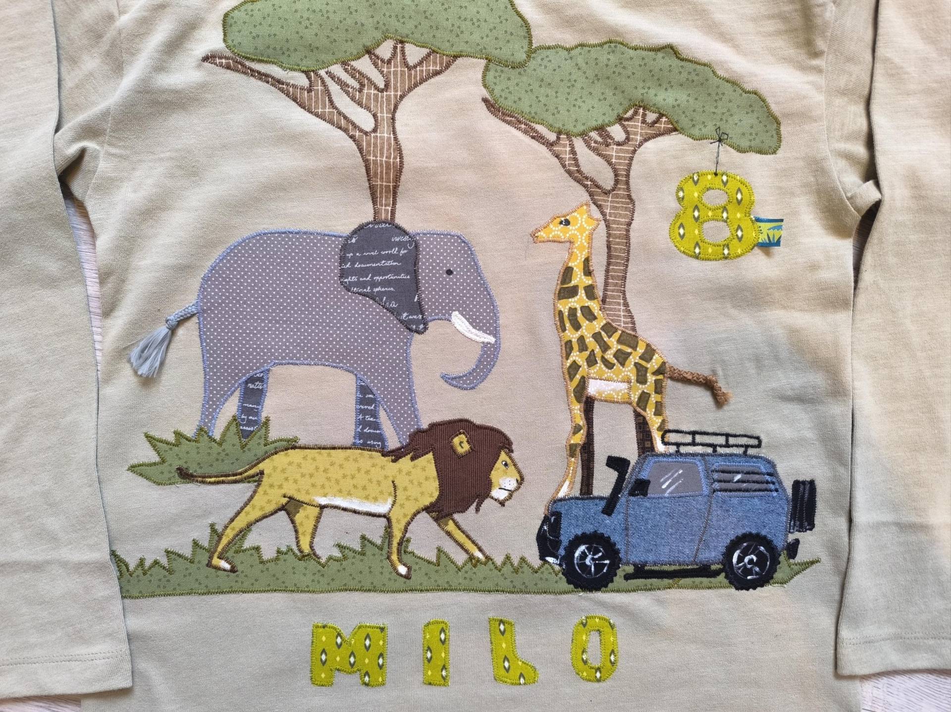 Shirt Elefant Löwe Einschulung Jeep Giraffe Geburtstag Benäht Handmade Schulkind Safari von wunschshirt