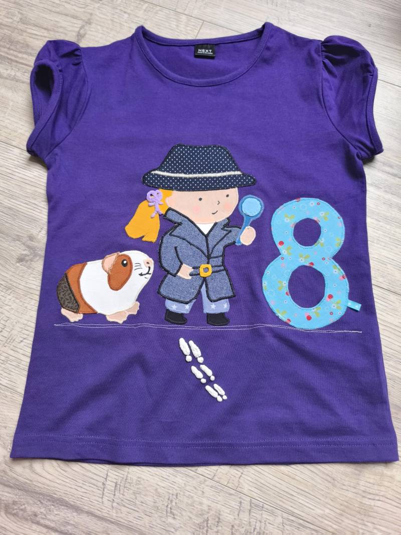 Shirt Geburtstag Zahl Name Benäht Ausrufezeichen Drei Spion Detektiv Schulkind Einschulung von wunschshirt