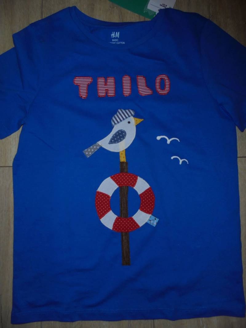 Shirt Maritim, Möwe, Anker Applikation Benäht Geburtstag von wunschshirt