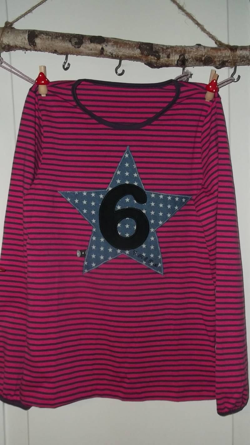 Shirt Maritim Stern Applikation Geburtstag Benäht von wunschshirt