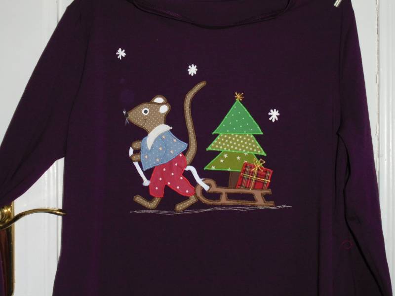 Shirt Maus Tannenbaum Schlitten Geburtstagsshirt Weihnachten Geburtstag Benäht von wunschshirt