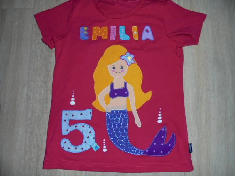 Shirt Meerjungfrau Nixe Geburtstag Benäht Wasser H2O Neu Handmade Diy von wunschshirt