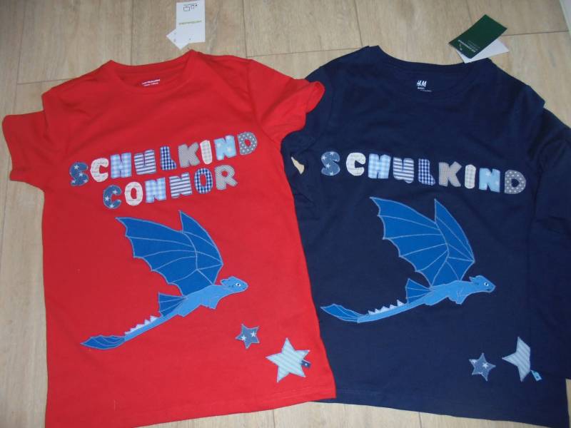 Shirt Schulkind Einschulung Drache Geburtstag Benäht Diy Handmade Dragon von wunschshirt