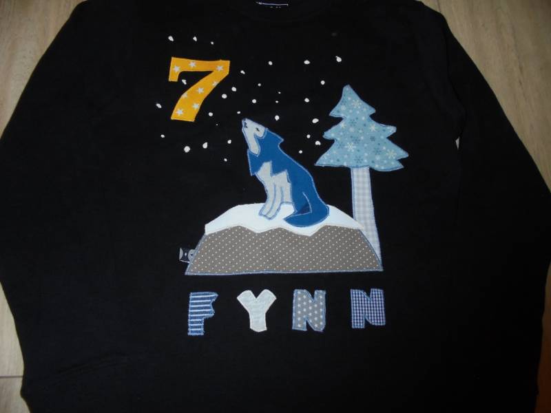 Shirt Wolf Benäht Geburtstag Wald Tiere Mond Winter Handmade Diy von wunschshirt
