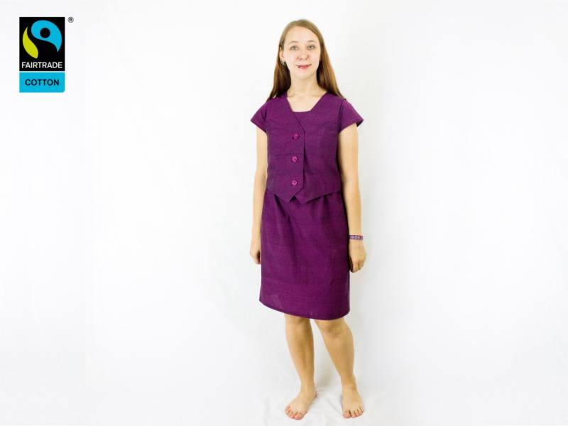 Fairtrade Damenweste in Violett, Fair Vegan Bio, Weste Zum Knöpfen, Frauen, Lila, Magenta, Elegant, Wildseiden Optik, Deutsche Handarbeit von wwwFairTalede