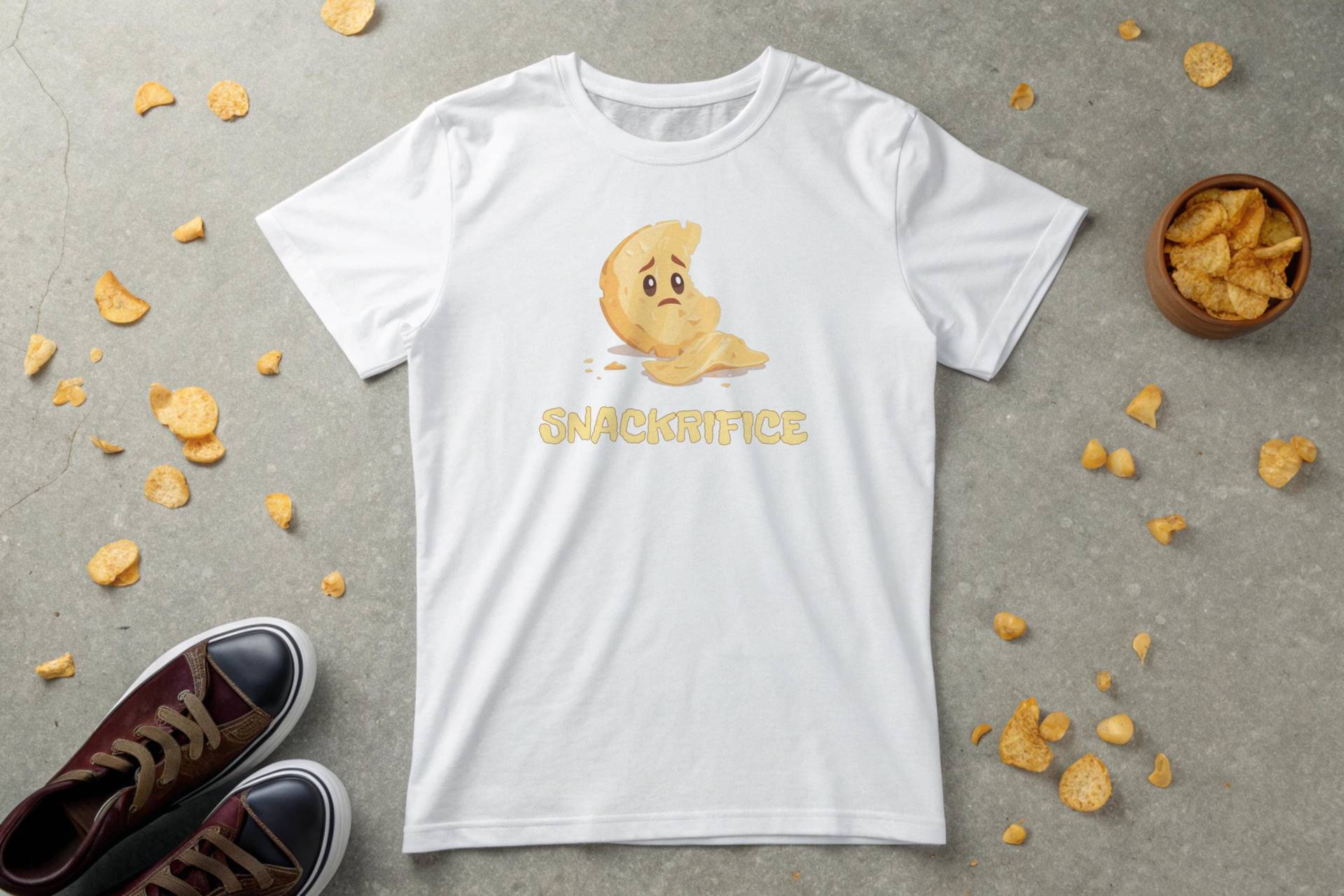 Chips Shirt Unisex Snacks T-Shirt Essen Design Cartoon Stil Freizeit Alltag Herren Damen Kinder Humortext Figur Kartoffel Spaß Feiertag von wwwMAISHOPcom