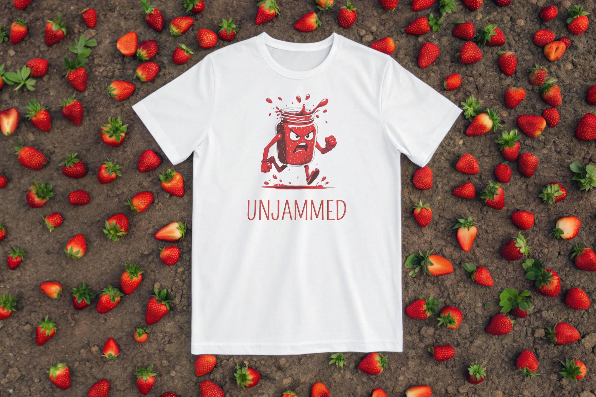 Marmelade Shirt Unisex Erdbeere T-Shirt Glas Design Cartoon Stil Freizeit Alltag Herren Damen Kinder Humortext Figur Wütend Spaß Süßigkeiten von wwwMAISHOPcom