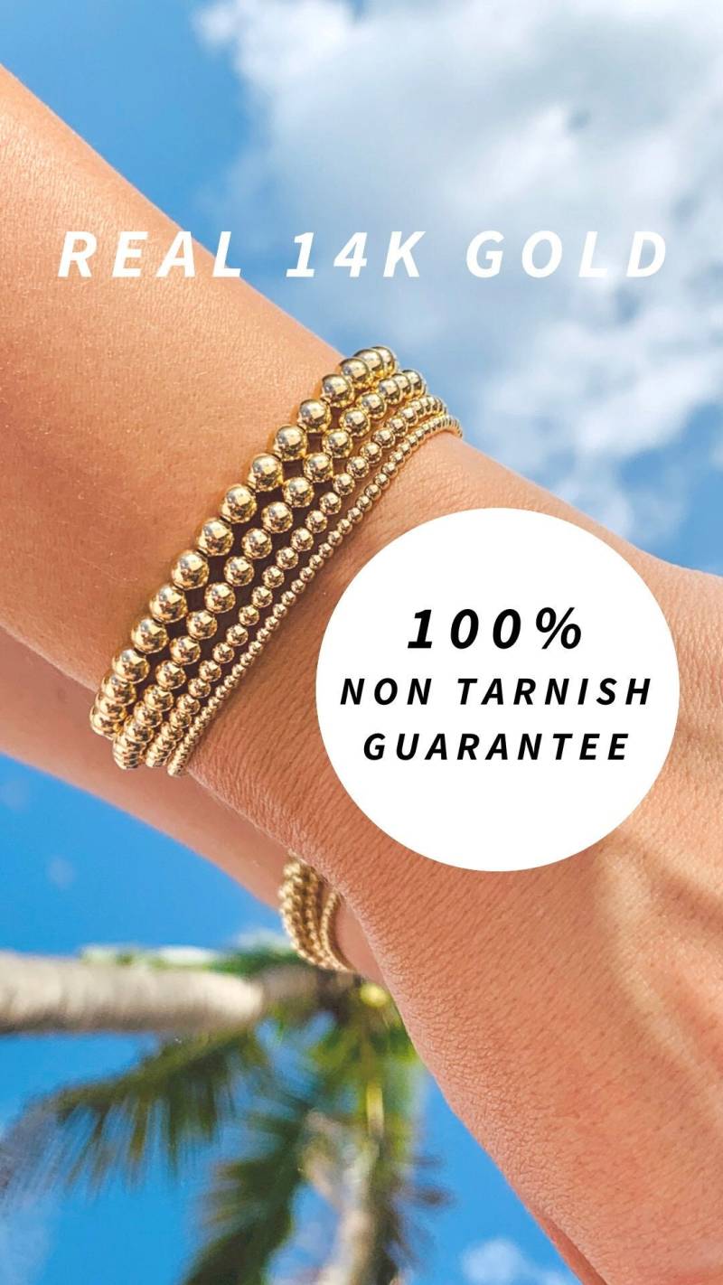 Nicht Anlaufen Gold Perlen Armband, 14K Filled Stapelbar Zierliche Minimalist Layering Armband von wwwMaLiBeadscom