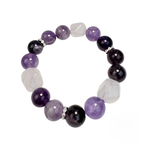 wxhappyshop Intuition & Klarheit Aurora Violet & Lavendel Amethyst Armband mit Milky Quartz – Natürliche Heilsteine – Handgefertigter Energie-Schmuck (Intuition & Klarheit) von wxhappyshop