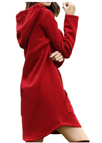 wxiaomai Damen Gefütterter Kapuzenpullover Sweatkleid Hoodie Lange Tops Langarm Sweatshirt Casual Pulli Kleider Jumper 3XL von Gellmall