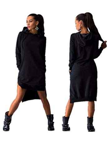 wxiaomai Damen Gefütterter Kapuzenpullover Sweatkleid Hoodie Lange Tops Langarm Sweatshirt Casual Pulli Kleider Jumper M von Gellmall