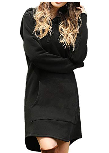 wxiaomai Damen Gefütterter Kapuzenpullover Sweatkleid Hoodie Lange Tops Langarm Sweatshirt Casual Pulli Kleider Jumper XL von Gellmall