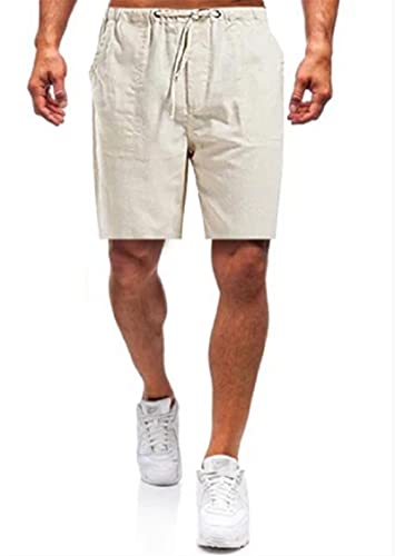 wxiaomai Herren Oversize Shorts Kurze Leinenhose mit Taschen Männer Bermuda Shorts Freizeithose Kurze Sommerhose Strandhose 5XL von wxiaomai