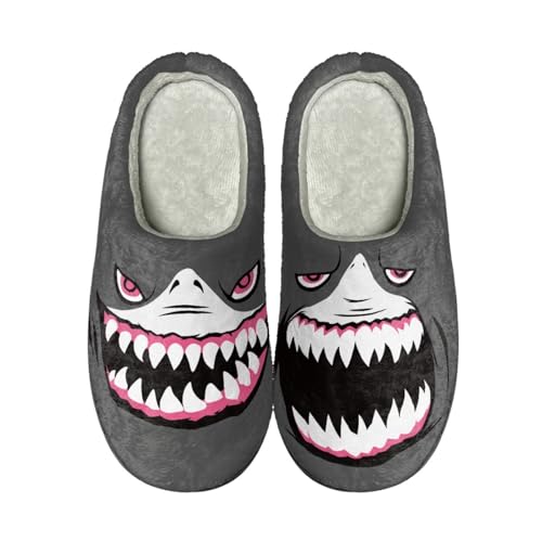 Hausschuhe Böser Hai Damen Herren Winter Hausschuhe Gemütlich Plüsch Pantoffeln Rutschfeste Unisex Warm Hausschlappen,Für Die Ganze Familie von wxlmom