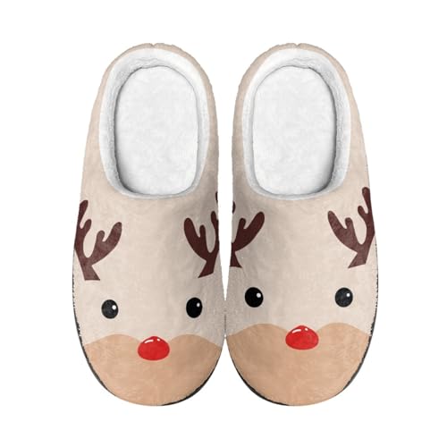 Hausschuhe Braun Rot Damen Herren Winter Hausschuhe Gemütlich Plüsch Pantoffeln Rutschfeste Unisex Warm Hausschlappen,Für Die Ganze Familie von wxlmom