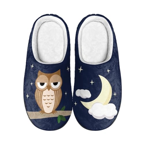 Hausschuhe Braune Eule Damen Herren Winter Hausschuhe Gemütlich Plüsch Pantoffeln Rutschfeste Unisex Warm Hausschlappen,Für Die Ganze Familie von wxlmom