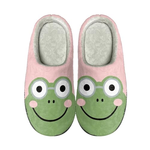 Hausschuhe Cartoon Frosch Damen Herren Winter Hausschuhe Gemütlich Plüsch Pantoffeln Rutschfeste Unisex Warm Hausschlappen,Für Die Ganze Familie von wxlmom